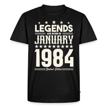 Cadeau Légende Janvier 1984. cadeau janvier 1984. - T-shirt Premium bio Homme - noir - Devant - Nico (187cm)