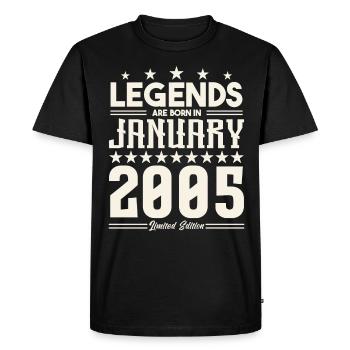 Cadeau Légende Janvier 2005. cadeau janvier 2005. - T-shirt Premium bio Homme - noir - Devant - Nico (187cm)