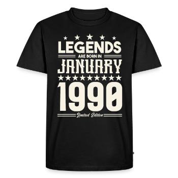 Gift legend January 1990. Gift January 1990. - Men's Premium Organic T-Shirt - black - Front - Nico (187cm)