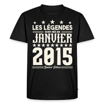 cadeau d'anniversaire janvier 2015. Janvier 2015. - T-shirt Premium bio Homme - noir - Devant - Nico (187cm)