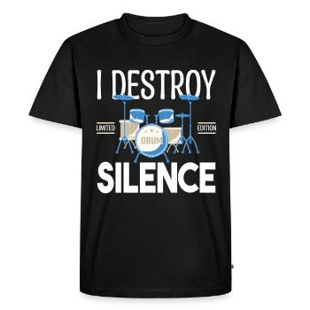 I destroy silence. Cadeau batteur, Cadeau musicien - T-shirt Premium bio Homme - noir - Devant - Nico (187cm)