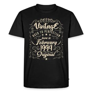 Vintage Born in February 1994 Anniversary February - Men's Premium Organic T-Shirt - black - Front - Nico (187cm)