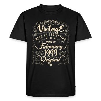 Vintage Né(e) en Février 1999 anniversaire février - T-shirt Premium bio Homme - noir - Devant - Nico (187cm)