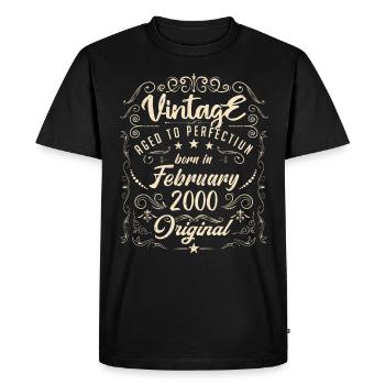 Vintage Born in February 2000 Anniversary February - Men's Premium Organic T-Shirt - black - Front - Nico (187cm)