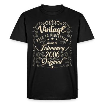 Vintage Né(e) en Février 2006 anniversaire février - T-shirt Premium bio Homme - noir - Devant - Nico (187cm)