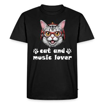 Cat Music Design - Men's Premium Organic T-Shirt - black - Front - Nico (187cm)