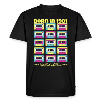 Born in 1981 Classic cassette tape original gift - Men's Premium Organic T-Shirt - black - Front - Nico (187cm)
