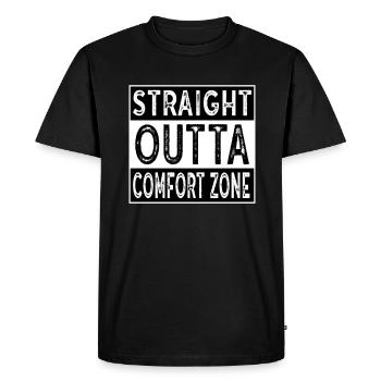 Straight Outta Comfort Zone - Men's Premium Organic T-Shirt - black - Front - Nico (187cm)