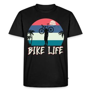 Bike Life - Bicycle Beach Sea - Men's Premium Organic T-Shirt - black - Front - Nico (187cm)