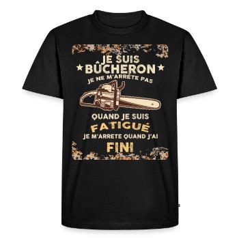 Bûcheron Forêt et bois - T-shirt Premium bio Homme - noir - Devant - Nico (187cm)