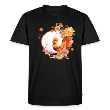 Coq du nouvel an chinois - T-shirt Premium bio Homme - noir - Devant - Nico (187cm)