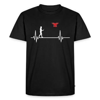 T-shirt drôle de drone copter ECG d'impulsion de battement de coeur - T-shirt Premium bio Homme - noir - Devant - Nico (187cm)