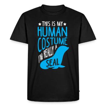 Drôle de phoque zoo animal phoque costume de renard - T-shirt Premium bio Homme - noir - Devant - Nico (187cm)