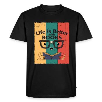 livres - T-shirt Premium bio Homme - noir - Devant - Nico (187cm)