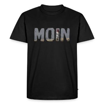 Moin with Sylt and lighthouse - North Sea Island Sylt - Men's Premium Organic T-Shirt - black - Front - Nico (187cm)