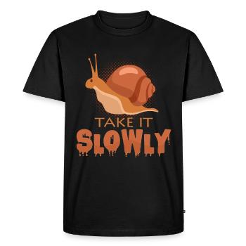 Lentement - T-shirt Premium bio Homme - noir - Devant - Nico (187cm)