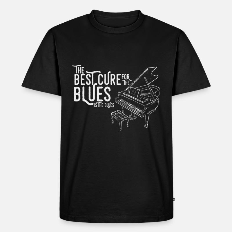Blues Klavier - Männer Premium Bio T-Shirt - Schwarz