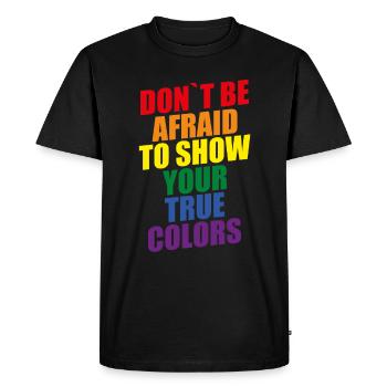 gay ou hétéro - shirt gay rigolo - LGBT - T-shirt Premium bio Homme - noir - Devant - Nico (187cm)