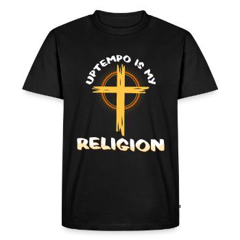 Uptempo is my religion - Men's Premium Organic T-Shirt - black - Front - Nico (187cm)
