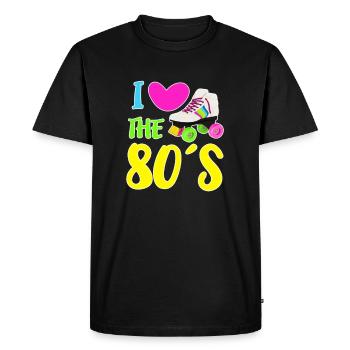 J'aime le coeur rétro des années 80 des années 80 - T-shirt Premium bio Homme - noir - Devant - Nico (187cm)