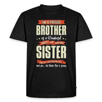 Je suis le fier frère d'une soeur - T-shirt Premium bio Homme - noir - Devant - Nico (187cm)