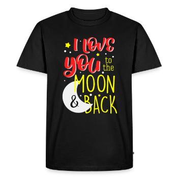 Je t'aime à la lune et au dos cadeau d'amour - T-shirt Premium bio Homme - noir - Devant - Nico (187cm)