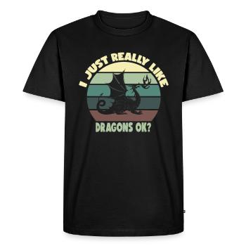 J'aime vraiment les dragons, ok? - T-shirt Premium bio Homme - noir - Devant - Nico (187cm)