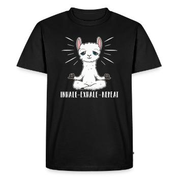 Inhalation - Expirat - Répétition - T-shirt Premium bio Homme - noir - Devant - Nico (187cm)