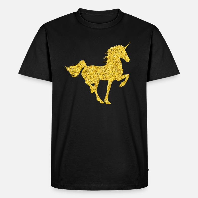 Pferd Glitzer - Männer Premium Bio T-Shirt - Schwarz