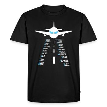 Alphabet phonétique volant pilote avion IPA - T-shirt Premium bio Homme - noir - Devant - Nico (187cm)