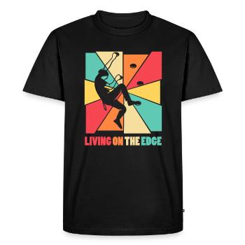 Living on the edge of a climbing wall - Men's Premium Organic T-Shirt - black - Front - Nico (187cm)