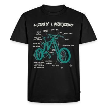 Anatomie d’un vélo de montagne en descente - T-shirt Premium bio Homme - noir - Devant - Nico (187cm)