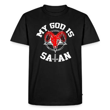 Mon dieu est Satan - T-shirt Premium bio Homme - noir - Devant - Nico (187cm)