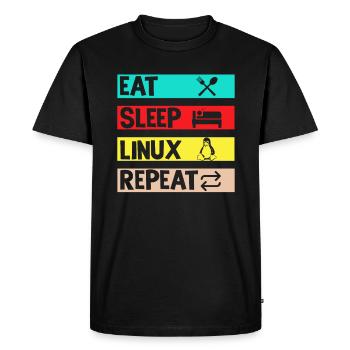Eat Sleep Linux Repeat - Men's Premium Organic T-Shirt - black - Front - Nico (187cm)