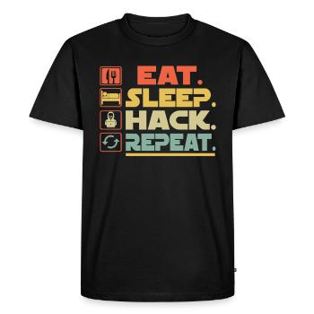 Eat Sleep Hack Repeat - Men's Premium Organic T-Shirt - black - Front - Nico (187cm)