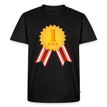 1ère place - gagnant - taille de la médaille gagnante réglable - T-shirt Premium bio Homme - noir - Devant - Nico (187cm)