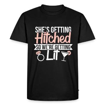 Dire drôle pour la fête des poules - T-shirt Premium bio Homme - noir - Devant - Nico (187cm)