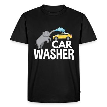 An elephant of the cars washes with the trunk - Men's Premium Organic T-Shirt - black - Front - Nico (187cm)