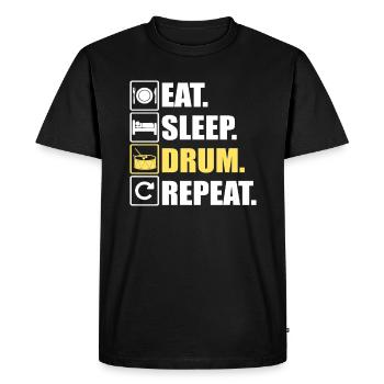Eat Sleep Drum Répétition des tambours de batteur - T-shirt Premium bio Homme - noir - Devant - Nico (187cm)