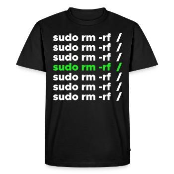 Linux geek sudo rm -rf nerd saying - Men's Premium Organic T-Shirt - black - Front - Nico (187cm)
