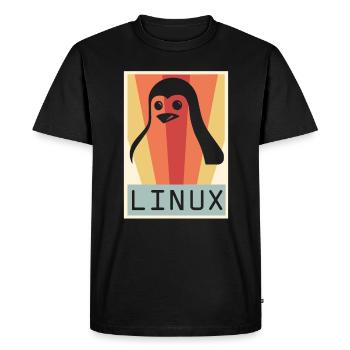 Geek Linux Pingouin PC Nerd IT Expert - T-shirt Premium bio Homme - noir - Devant - Nico (187cm)