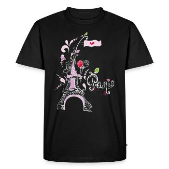Paris Art Tour Eiffel Chers Français - T-shirt Premium bio Homme - noir - Devant - Nico (187cm)