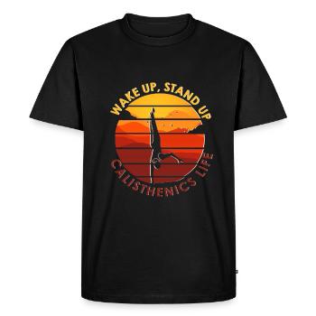 Calisthenics exercises - Men's Premium Organic T-Shirt - black - Front - Nico (187cm)