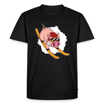Piste boom - ski - snowboard - après ski - T-shirt Premium bio Homme - noir - Devant - Nico (187cm)