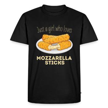 juste une fille qui aime les bâtons de mozzarella - T-shirt Premium bio Homme - noir - Devant - Nico (187cm)