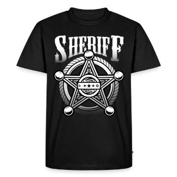Shérif Star Sheriff Officier Police - T-shirt Premium bio Homme - noir - Devant - Nico (187cm)