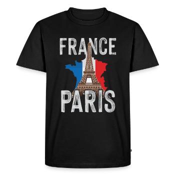 France Paris Eiffel Tower French - Men's Premium Organic T-Shirt - black - Front - Nico (187cm)