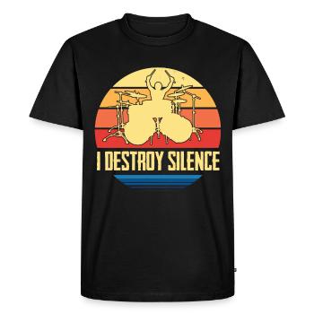Le batteur détruit les tambours Silence Drums - T-shirt Premium bio Homme - noir - Devant - Nico (187cm)