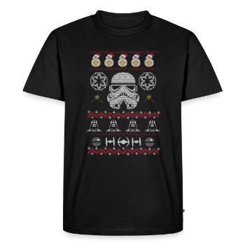 Ugly Christmas Sweater phantom menace - Men's Premium Organic T-Shirt - black - Front - Nico (187cm)