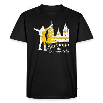 Saint-Jacques de Compostelle Chemin de Saint-Jacques pèlerin Camino - T-shirt Premium bio Homme - noir - Devant - Nico (187cm)